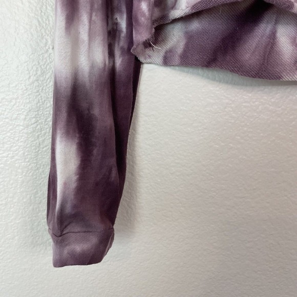 Rue 21 Cropped Tie Dye Jodie Hooded Sweatshirt Purple White Medium - Picture 4 of 13